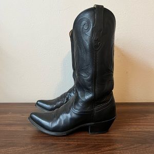 Black leather cowboy boots